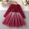 thumbnail image 4 of Christmas Dresses For Girls Long Sleeve Bowknot Patchwork Star Tulle, 4 of 6