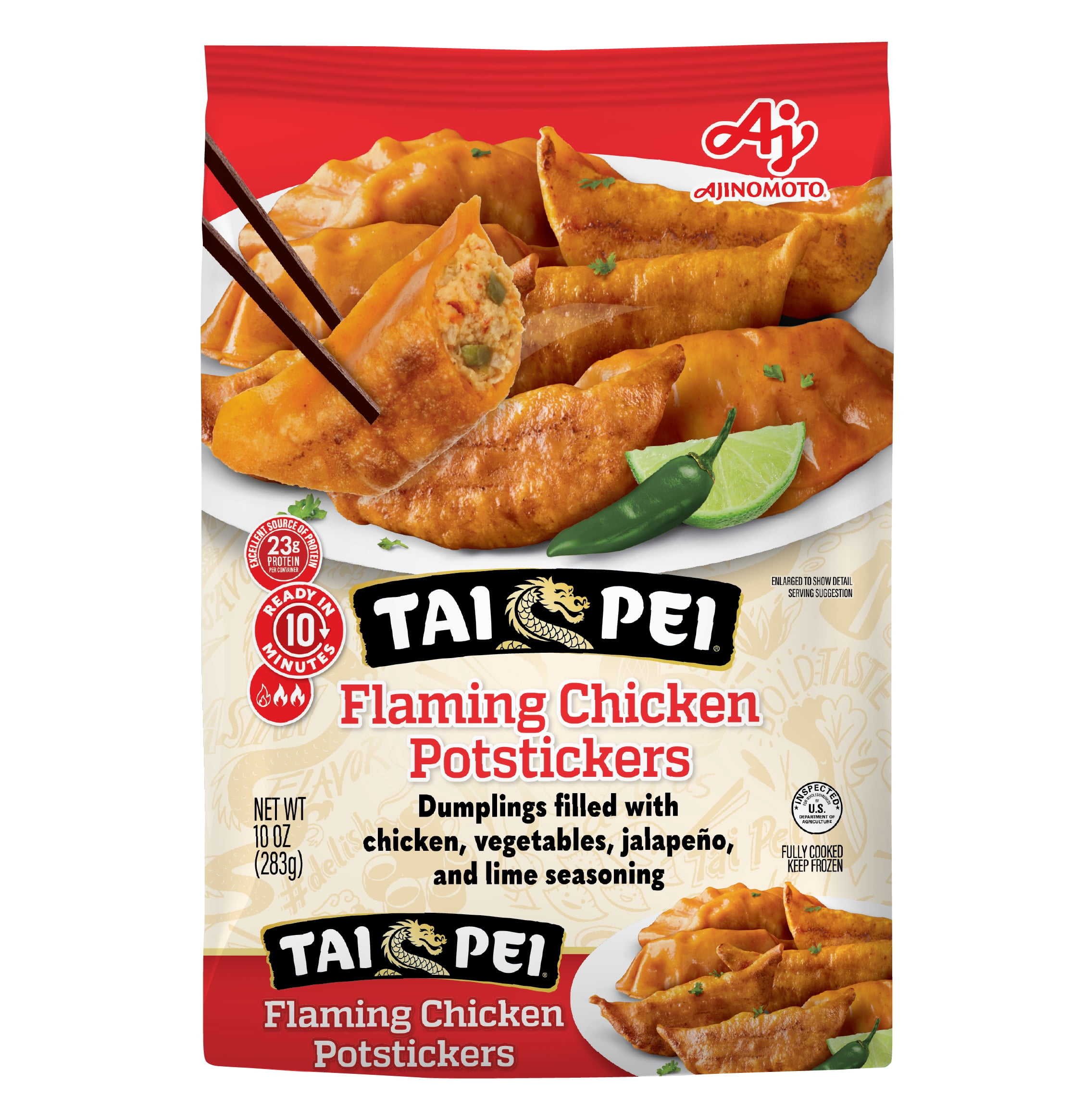 Tai Pei Flaming Chicken Potstickers, Frozen Asian Appetizers, 10 oz