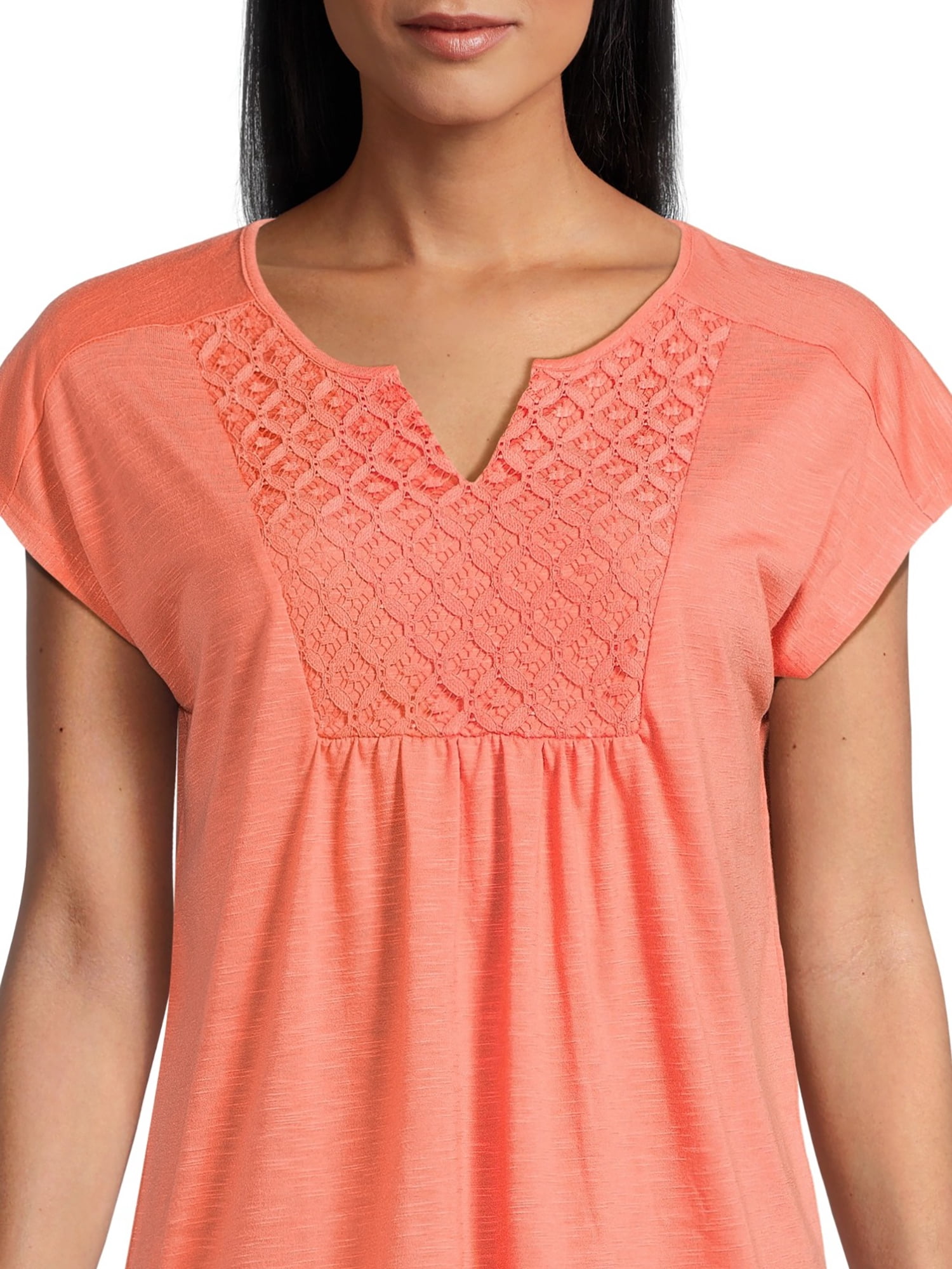 Real Size Women's Crochet Bib Tunic Top, Women's and Women's Plus XS-4X