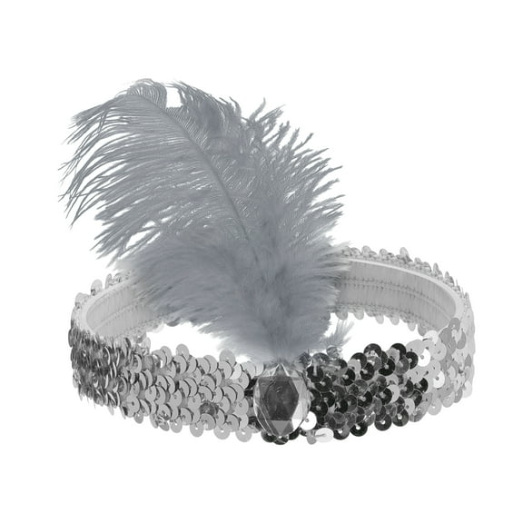Unique Bargains Feathers Faux Diamond Headbands Gray