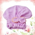 thumbnail image 2 of Bowknot Hair Drying Coral Fleece Shower Caps Elastic Bath Hair (Purple), 2 of 9