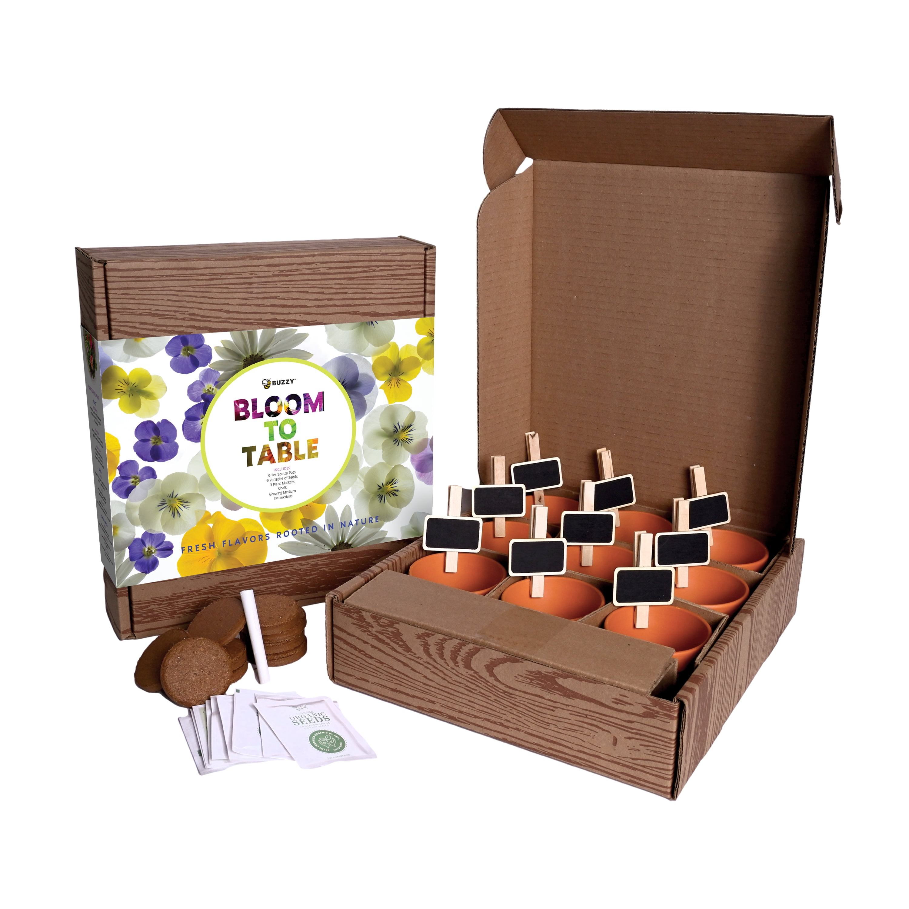Buzzy Seeds Bloom to Table Starter Kit with 9 Fruit, Herb & Flower Seeds