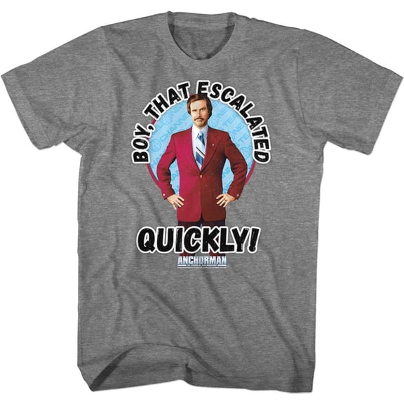 Anchorman Escalated Quickly Graphite Heather Adult T-Shirt