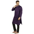 thumbnail image 3 of Atasi Indian Solid Kurta Pajama Set For MensMandarin Collar Casual Long-Wear Kurta, 3 of 7
