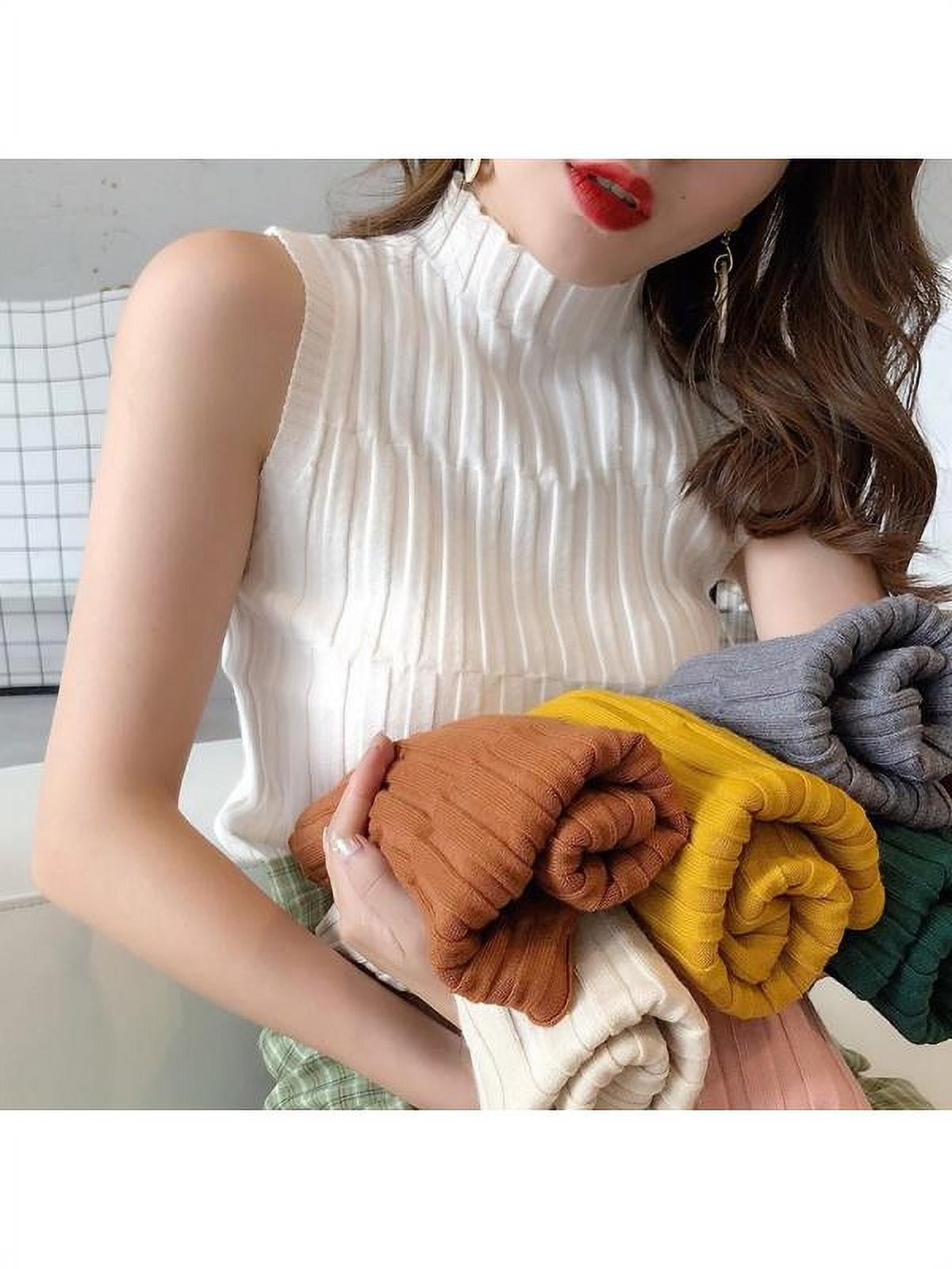 mock turtleneck sleeveless tops