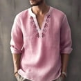 thumbnail image 1 of Blusas y camisas de manga larga con cuello en V para hombre, blusa informal de moda con cuello en V, blusa de manga larga transpirable para hombre, 1 of 6