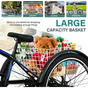 Mooncool Mountain Tricycle for Adults, 7 Speed Three Wheel Bike, 24/26/27.5 Inch Adults Trikes with Shopping Basket, Exercise Men's Women's Tricycles