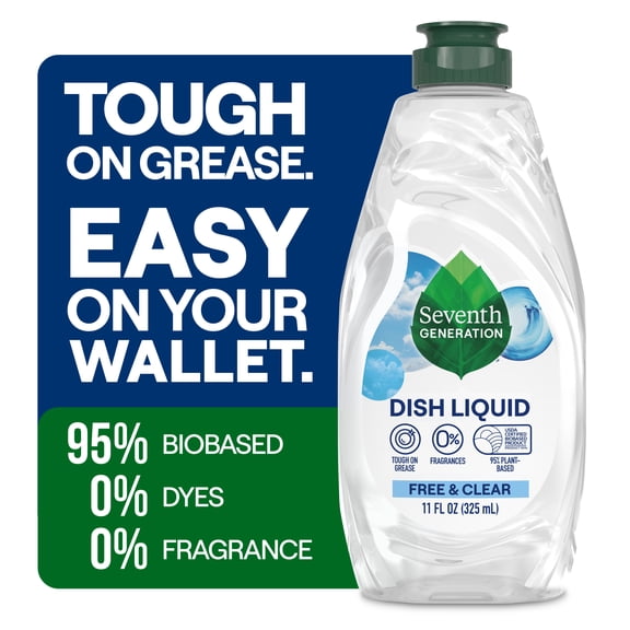 Seventh Generation Dish Soap Liquid, Free & Clear, 11 fl oz