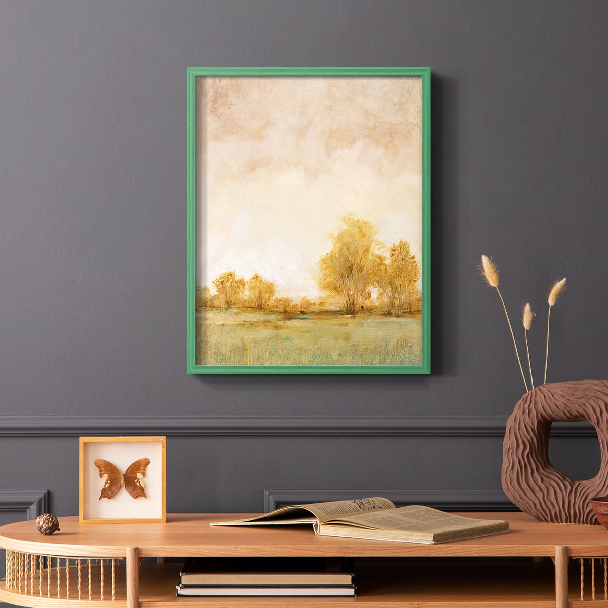 Carefree Day I Framed Print in Green Solid Wood Framed Print No Nail Hanging