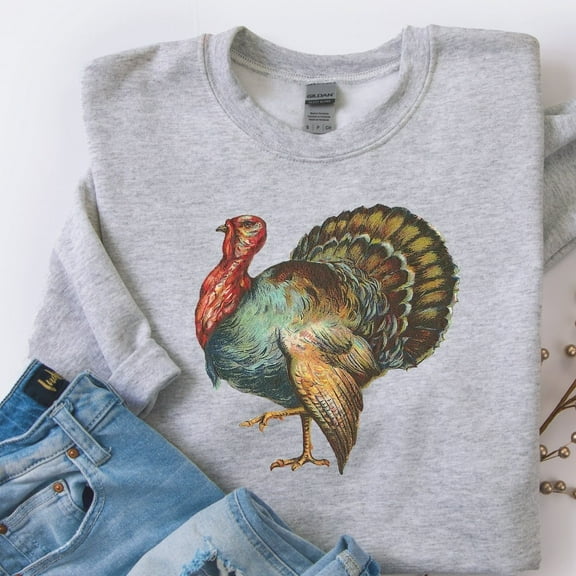Vintage Thanksgiving Turkey Sweatshirt Womens Fall Fall Tops Unisex Sweater Thankful Shirt Mom Thanksgiving
