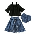 thumbnail image 1 of Vestido Para Niñas, Ropa Para Bebés, Niñas Pequeñas, Mangas A La Moda, Tirantes, Top, Pantalones Cortos De Vaquero, Falda Corta, Traje Negro Odeerbi LM103-8741, 1 of 9