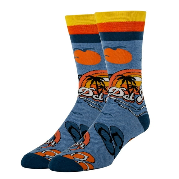 Men’s Funny Crazy Crew Socks, Cool Novelty Comfort Cotton Socks, Del Mar, Size 8-13