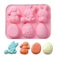 thumbnail image 2 of Molde de chocolate de Pascua antiadherente con forma de conejito de Pascua, molde de silicona para pasteles, repostería, chocolates, dulces, cupcakes y caramelos., 2 of 8
