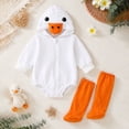 thumbnail image 2 of Goose 𝐂ostume Baby Animal Romper Hoodie Zip Up Romper Long Sleeve Jumpsuit Socks, 2 of 8