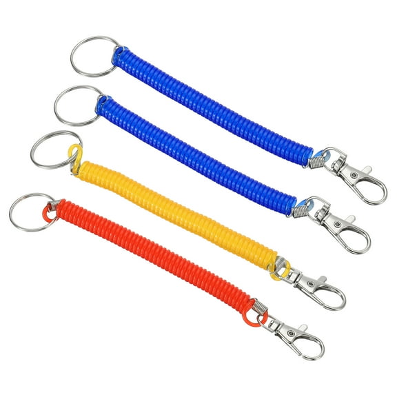 Uxcell 6.7" Spiral Retractable Spring Coil Keychain, Stretch Cord Ring for Keys Wallet Cellphone 4pcs