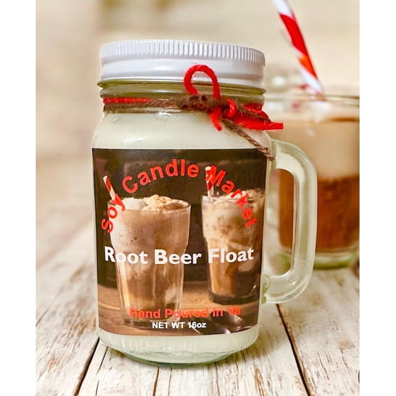 Soy Scented Candles | Handmade & Highly Aromatic Candles Burns Upto 85 Hours in Glass Jar - Perfect for Home Decor, Wedding, Birthday, Dinner (Root Beer Float, 16 oz)