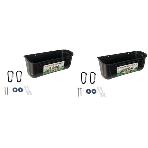 Black 2Pack Duck Feeder Fence Hanging Feed Trough Goose Turkey Trough with Clips