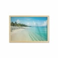thumbnail image 1 of Island Wall Art with Frame, White Coral Sand Seven Mile Beach in Grand Cayman Island Art Print, Printed Fabric Poster for Bathroom Living Room, 35" x 23", Sky Blue and Multicolor, by Ambesonne, 1 of 2