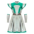 thumbnail image 3 of YUUMIN Kids Alien Girl Robot Outerspace 3 Pcs Sets Cap Sleeve A Line Dress with Gloves Feeler Green Silver 14, 3 of 6