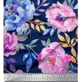 thumbnail image 1 of Soimoi Blue Georgette Viscose Fabric Leaves & Floral Fabric Prints by Yard 42 Inch Wide, 1 of 1