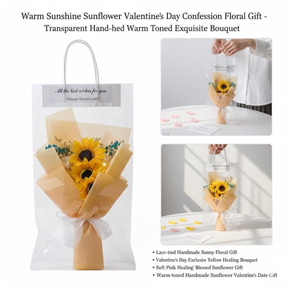 Artificial Sunflower Bouquet Soap Flower, Petals Valentine Day Gifts for Women Mom Wife Best Friend, Birthday Christmas Valentine's Mothers from Daughter Artificial Flowers