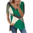 thumbnail image 1 of Camiseta suelta de manga corta con cuello en V informal con estampado de cremallera a la moda para mujer OAVQHLG3B Store  lin121212, 1 of 3