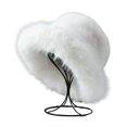 thumbnail image 2 of Eoperou Women Winter Bucket Hat Fuzzy - Plush Thickened Windproof Heat Retention Solid Color Dome Faux Fur Fisherman Hat Outdoor Cap, 2 of 8