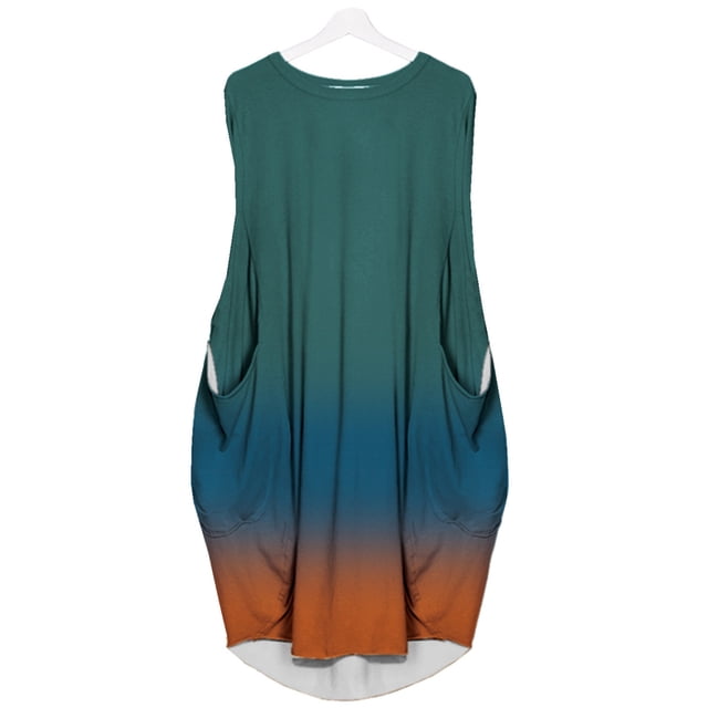FcBaudy Robe Sans Manches à Col Rond, Robes d'Été pour Femmes, Robes d'Été pour Femmes, Robe Décontractée Sans Manches à Poches Imprimées, Robe Grande Taille pour Femmes