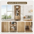 thumbnail image 4 of Modern Corner Cabinet, 66.7" Tall Bathroom Storage Cabinet with 2 Fluted Doors & Shelves for Kitchen, Living Room, Wood, 4 of 9