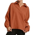 thumbnail image 2 of Hvogkswy Mock Neck Sweatshirt for Women Solid Casual Waffle-Weave Sweatshirts Fall Fashion Long Sleeve Pullover Sweatshirts, 2 of 9