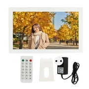 Digital Photo Frame Plastic 18.5 In 100?240V 1080P Remote Control Photo Frame for Bedroom Living Room White EU Plug