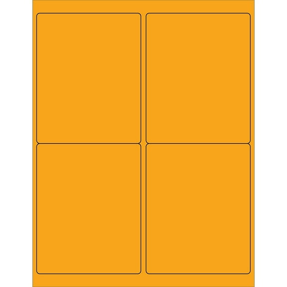 Tape Logic Rectangle Laser Labels 4" x 5" Fluorescent Orange 400/Case (LL181OR)