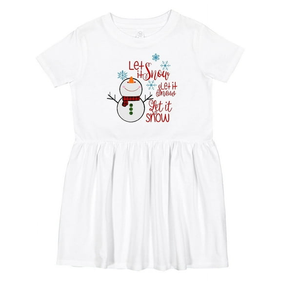 Inktastic Christmas Let It Snow Cute Snow Man with Snowflakes Girls Toddler Dress