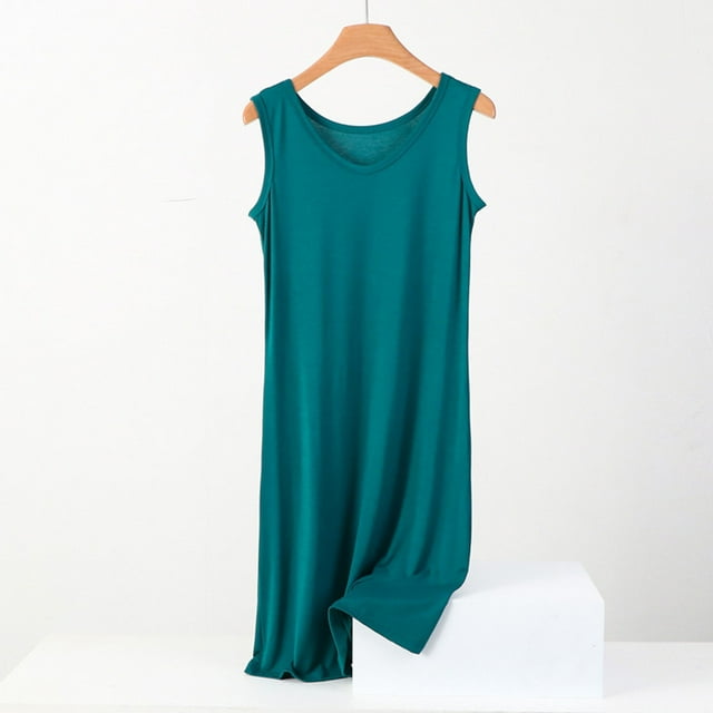 Camisola de encaje con falda corta de color liso para mujer, con cojín en el pecho, informal, de poliéster, para mujer