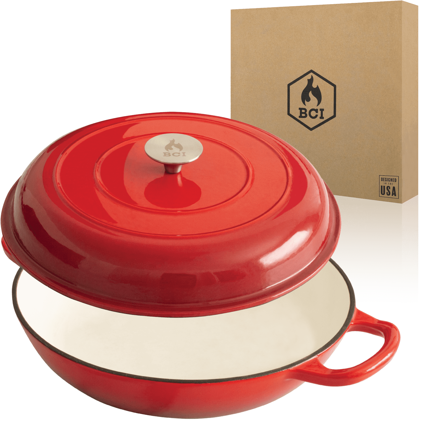Chasseur French Enameled Cast Iron Braiser with Lid, 2.6-Quart, Red -  Dishwasher Safe - Dutch Oven in the Cooking Pots department at