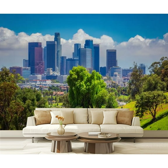 Peel and Stick Wallpaper foliage fills hillsides Los Angeles springtime Modern Art Wall Mural Decor Self Adhesive and Removable 69in x 98in