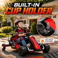 thumbnail image 5 of Conchico 12V Electric Drift Go Kart for Kids, Powered Ride on Toy Car with Rear Swivel Wheels, Water Spray Function, Cup Holder for Boys Girls Ages 3-8, Red, 5 of 10