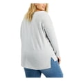 thumbnail image 2 of STYLE & COMPANY Womens Gray Ribbed Slitted Seam-front Heather Long Sleeve Boat Neck Tunic Top Plus 0X, 2 of 4
