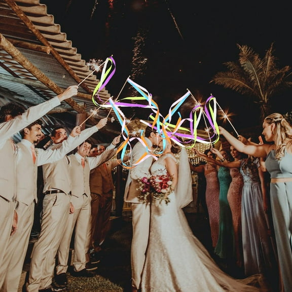 WHAMVOX  10 Pcs Ribbon Stick Wedding Fairy Party Decorations Child Fitness Wooden 30x0.4x0.4cm