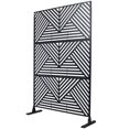 thumbnail image 3 of Gzxs 76" H x 48" W Metal Privacy Screen, Indoor&Outdoor Privacy Screen Panels, Freestanding Decorative Divider with Stand for Deck Patio Balcony Garden, Black, 3 of 9