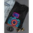 thumbnail image 3 of Watercolor Blue Retro Camera T-Shirt Women -Image by Shutterstock, Female Medium, 3 of 4