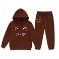 thumbnail image 6 of Hessimy Toddler Boys Girls Spring Summer Cartoon Print 2Pcs Long Sleeve Sweatshirt Tops Pants Warm Sweatsuit, Warm Sweat Comfort(Brown,12-13 Years), 6 of 7
