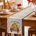 thumbnail image 5 of Table Runner - 72 Inch Long, Vintage Sunflower Truck Kitchen Dining Table Runner Dresser Scarves, Wooden Yellow Summer Botanical Floral Farmhouse Decor for Coffee Tables Wedding Party Banquet, 5 of 8