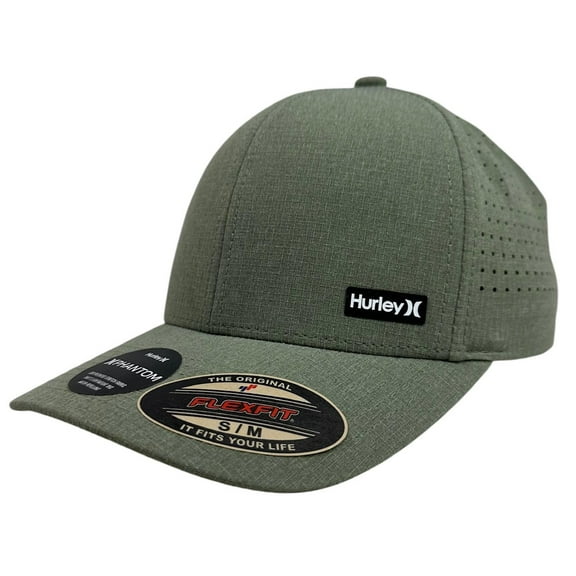 Hurley Men's Hat Phantom Highline Ripstop H2O DRI Water Repellent Flex Fit Cap (Small/Medium, Olive)