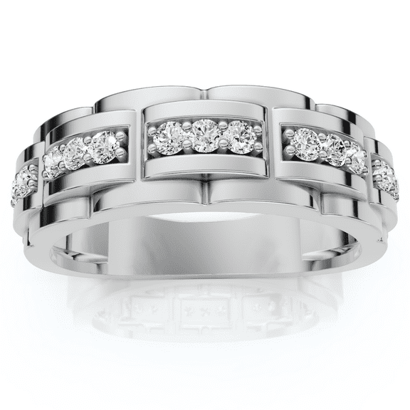 Pompeii 1/3 Ct Mens Lab Grown Diamond Wedding Ring White Gold Anniversary Band