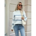 thumbnail image 4 of Women'S Casual Leopard Print Knitted Pullover Sweaters Long Sleeve Crew Neck Jumper Tops Blue XL, 4 of 7