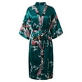 thumbnail image 5 of RMGVDSD Halloween Womens Pajamas Set Women's Nightgown Bathrobe Long Kimono Floral Robes For Party Peacock Printed Silky Nightgown Loungewear Comfy Soft Cute Sleepwear, 5 of 7
