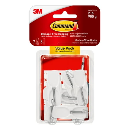 

Command Medium Wire Toggle Hooks White Damage Free Organizing 7 Hooks and 8 Strips