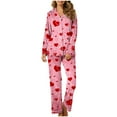 thumbnail image 7 of Womens Valentines Pajamas Sets Long Sleeve Button Down Shirts and Casual Pants Comfortable 2 Piece Home Sleepwear for Women Pink L, 7 of 7