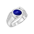 thumbnail image 3 of RYLOS Men's Rings Sterling Silver Cabochone Gemstone & Diamond Designer Lapis Rings For Men Size 12, 3 of 7